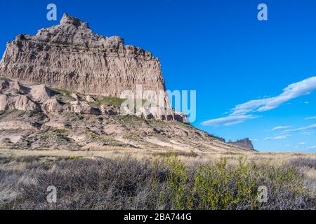 Felsige Landschaft des Scotts Bluff National Monument, Nebraska Stockfoto