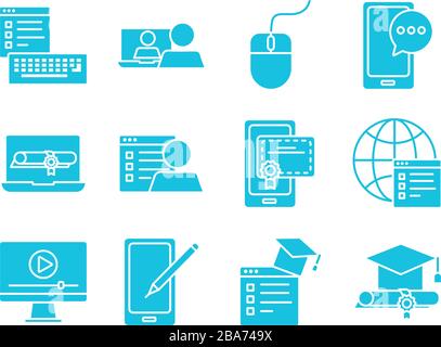 Set-Icons für Schulungssilhouetten Stock Vektor