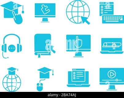 Set-Icons für Schulungssilhouetten Stock Vektor