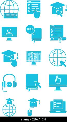Set-Icons für Schulungssilhouetten Stock Vektor