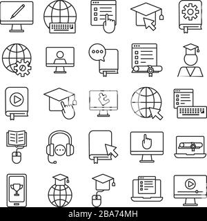 Online-Set-Symbole für Schulungen Stock Vektor
