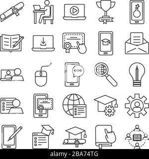 Online-Set-Symbole für Schulungen Stock Vektor