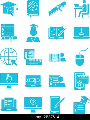 Set-Icons für Schulungssilhouetten Stock Vektor