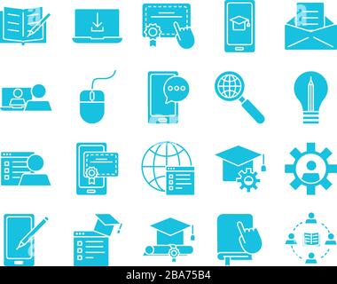 Set-Icons für Schulungssilhouetten Stock Vektor