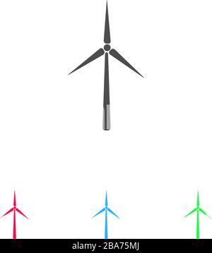 Windmühlensymbol flach. Farbpiktogramm auf weißem Hintergrund. Symbol für Vektorgrafiken und Bonussymbole Stock Vektor