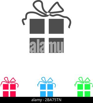 Geschenk-Symbol flach. Farbpiktogramm auf weißem Hintergrund. Symbol für Vektorgrafiken und Bonussymbole Stock Vektor