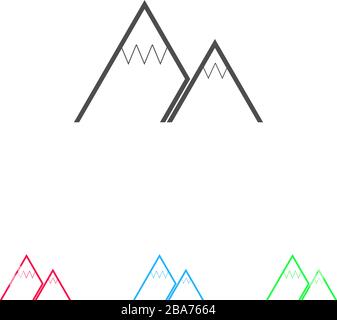 Bergsymbol flach. Farbpiktogramm auf weißem Hintergrund. Symbol für Vektorgrafiken und Bonussymbole Stock Vektor