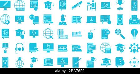 Set-Icons für Schulungssilhouetten Stock Vektor