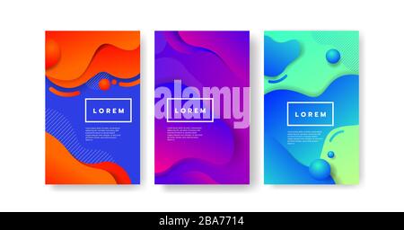 Hintergrundbilder für flüssige Farben festgelegt. Flüssige Formen mit hüfthohen Farben. Gültig für Geschenkgutschein, Einband, Poster. EPS10-Vektorvorlage Stock Vektor