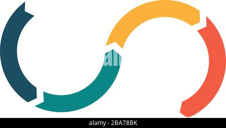 Vektorkreispfeile für Infografik. Vorlage für Diagramm, Diagramm, Präsentation und Diagramm. Geschäftskonzept mit vier Optionen, Teilen, Schritten oder Stock Vektor