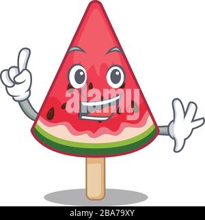 Ein Finger Wassermeloneneis im Maskottchen Cartoon-Stil Stock Vektor