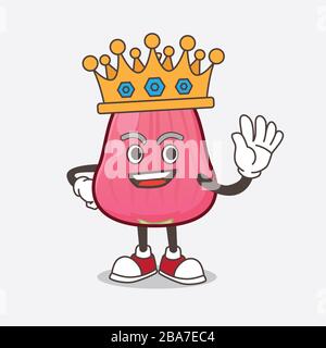 Ein Bild der von King stilisierten Figur des Java-Apple-Zeichentrick-Maskottchens im Cartoon-Maskottchen-Design Stockfoto