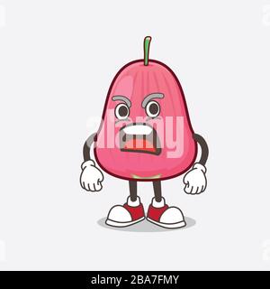 Ein Bild von Java Apple Cartoon-Maskottchen-Charakter mit wütenden Gesicht Stockfoto