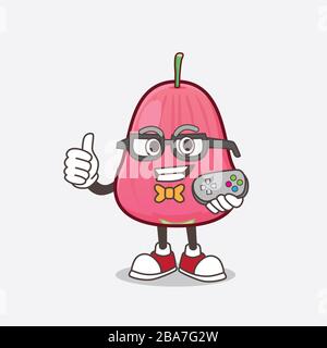 Ein Bild von Java Apple Zeichentrick-Maskottchen-Charakter als attraktiver Gamer Stockfoto