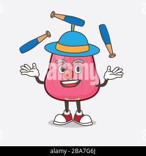 Ein Bild des Java-Apple-Zeichentrick-Maskottchens spielen Juggling Stockfoto