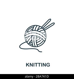 Stricksymbol aus der Hobbys Kollektion. Einfaches Strichelementstrickungssymbol für Vorlagen, Webdesign und Infografiken Stockfoto