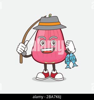 Rosa Java Apple Maskottchen Charakter Vektor Illustration Stock Vektor