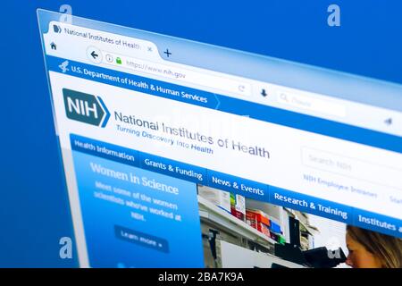 Ryazan, Russland - 28. März 2018 - Homepage des nationalen Gesundheitsinstituts auf einer Anzeige von PC, Web-Adresse - nih.gov Stockfoto