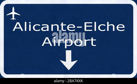 Alicante Spanien Airport Autobahn Schild 2D-Abbildung Stockfoto