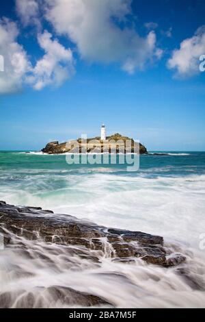 Godrevy Lighthouse, St. Ives Bay, Cornwall, England Stockfoto