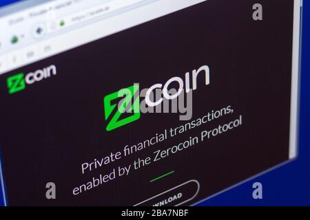 Ryazan, Russland - 29. März 2018 - Homepage von Zcoin Crypto Currency, Webadresse - zcoin.io Stockfoto
