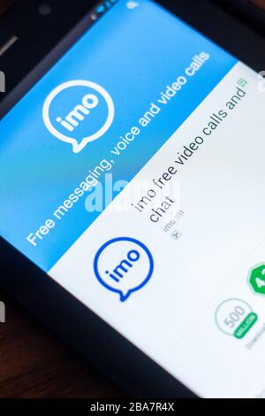 Ryazan, Russland - 21. März 2018 - mobile IMO-App auf dem Display des Tablet-PCs Stockfoto