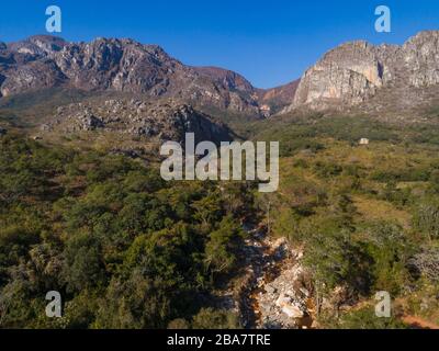 Eine Luftaufnahme der Chimanimani Berge, Simbabwe. Stockfoto