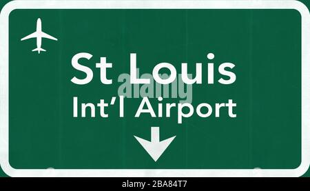 Saint Louis Lambert USA International Airport Highway Road Sign 2D Illustration Texture, Hintergrund, Element Stockfoto