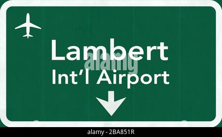 Saint Louis Lambert USA International Airport Highway Road Sign 2D Illustration Texture, Hintergrund, Element Stockfoto