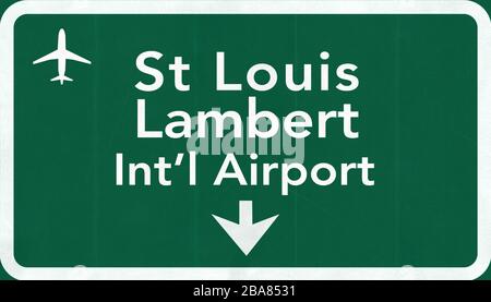 Saint Louis Lambert USA International Airport Highway Road Sign 2D Illustration Texture, Hintergrund, Element Stockfoto