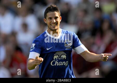 Evertons Kevin Mirallas feiert sein Ziel Stockfoto