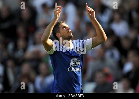 Evertons Kevin Mirallas feiert sein Ziel Stockfoto