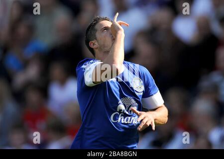 Evertons Kevin Mirallas feiert sein Ziel Stockfoto