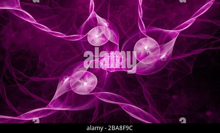 Violett leuchtende korrelierte Quantums abstrakter Hintergrund, 3D-Rendering Stockfoto