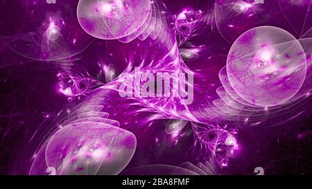 Violett leuchtende Dreiecksquantum, computergenerierter abstrakter Hintergrund, 3D-Rendering Stockfoto