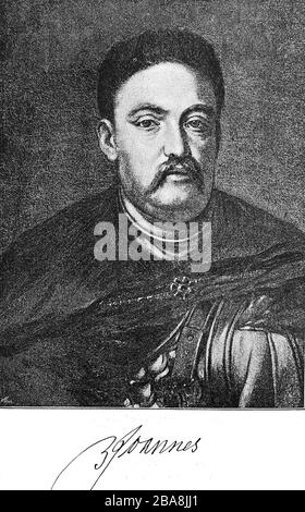 Johannes III. Sobieski, Jan III Sobieski, Jonas Sobieskis, 17. August 1629 - 17. Juni 1696, war ein polnischer Aristokrat, Staatsmann, großhetman und ab 1674 als König von Polen und Großfürst von Litauen der gewählte Oberherr des Polnisch-litauischen Staates aus dem Geschlecht der Sobieskis/Johann III Sobieski, Jan III Sobieski, Jonas-Sobieskis, 17. August 1629 - 17. Juni 1696, war ein polnischer Aristokrat, Staatsmann, Großhetman und ab 1674 als König von Polen und Großfürst von Litauen der gewählten Herrscher des Staates Polen-Litauen aus dem Adelsgeschlecht der Sobieskis, historisch, digital impr Stockfoto