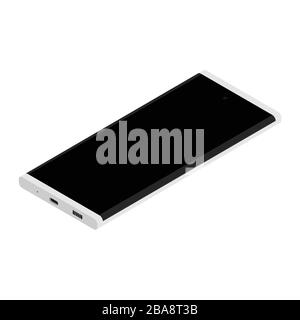 Realistisches Smartphone-Mockup. Handyframe mit leerem Display isoliert in weißer isometrischer Hintergrundansicht. Vector Mobile Device Konzept Stock Vektor