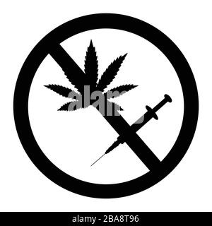 Verbotsschild keine Drogen und Marihuana erlaubt. Stock Vektor