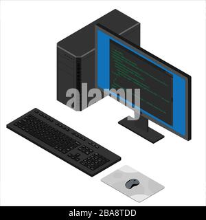 Software, Web-Entwicklung, Programmierkonzept. Abstrakte Programmiersprache und Programmcode auf dem Bildschirm. Unternehmensnetzwerk . Technologieprozess von Soft Stock Vektor