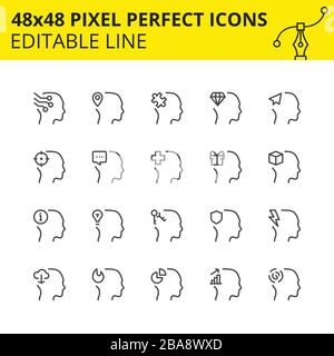 Einfache Symbole von Human Head und Avatars. Personensymbole für Infografiken, Websites und mobile Anwendungen, einschließlich Chip, Nachricht, Idee Stock Vektor