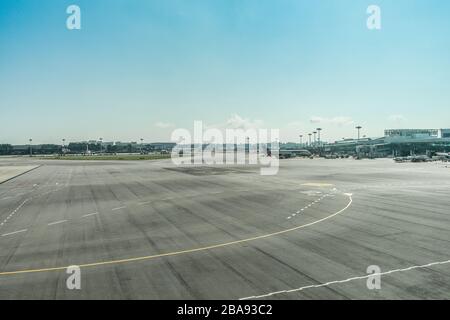 CHANGI/SINGAPUR, 2. MAI 2018 - Jetstar Asia Airbus parkt am Flughafen Changi in Singapur Stockfoto