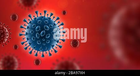 Covid-19 Coronavirus Virus in rotem Blut Stockfoto