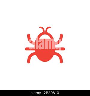 Bug-Rot-Symbol Auf Weißem Hintergrund. Rote Vektor-Grafik Mit Flacher Form. Stock Vektor