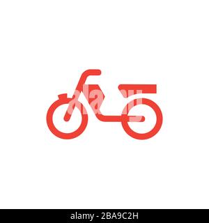 Rotes Motorradsymbol Auf Weißem Hintergrund. Rote Vektor-Grafik Mit Flacher Form. Stock Vektor
