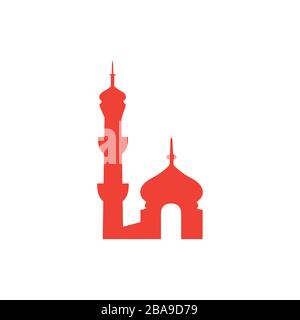 Moschee-Rot-Symbol Auf Weißem Hintergrund. Rote Vektor-Grafik Mit Flacher Form Stock Vektor