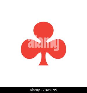 Symbol "Kartenclub Rot" Auf Weißem Hintergrund. Rote Vektor-Grafik Mit Flacher Form. Stock Vektor