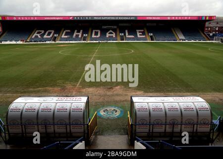 Ein allgemeiner Blick auf die Crown Oil Arena von Rochdale Stockfoto