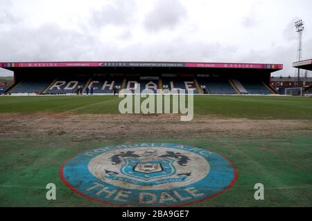 Ein allgemeiner Blick auf die Crown Oil Arena von Rochdale Stockfoto