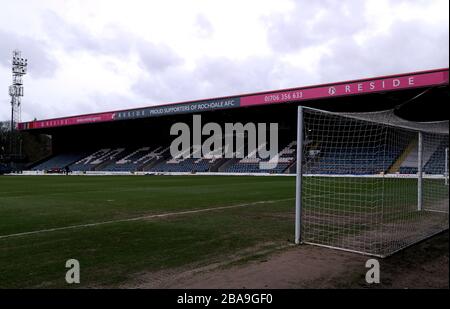 Ein allgemeiner Blick auf die Crown Oil Arena von Rochdale Stockfoto