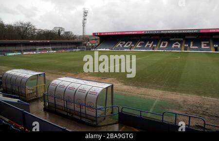 Ein allgemeiner Blick auf die Crown Oil Arena von Rochdale Stockfoto